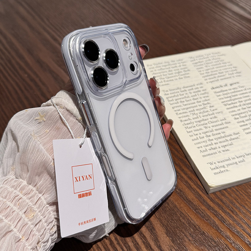 自带镜头膜适用17Promax手机壳磁吸新款护眼iphone16Pro镜头保护壳透明散热男15PM手机套高级14超火女橙外壳|undefined