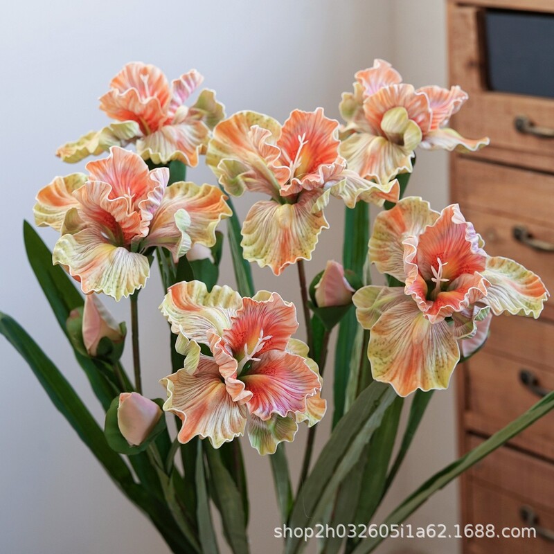 High-Quality Pu Alice Iris Artificial Flowers Home Decoration Fake Flowers Designer Floral Materials Photography Bouquet