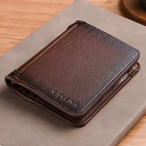 Retro Color-Washed Wallet for Men, Short Style with Multiple Card Slots, Integrated Driver's License Card Holder, Vertical Design, High-End Feel, Thin Leather Wallet
