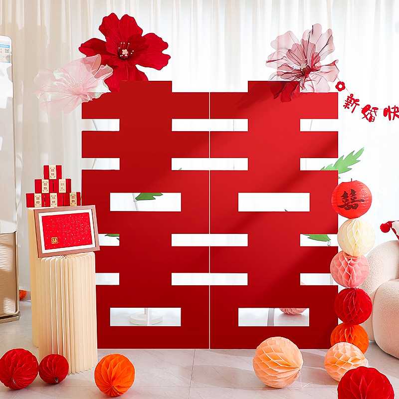 Large 3D Double Happiness CharactersKT Board Floor Stand for Engagement Party Wedding Decoration Bridal Room Arrangement Special Use for Marriage