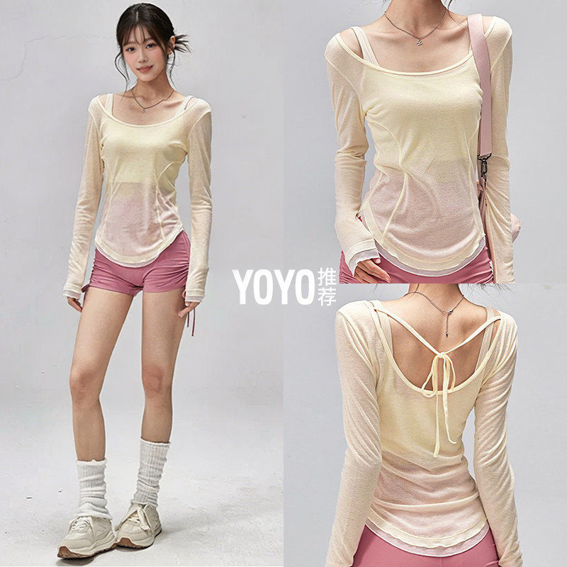 Sports Suit for Women, Breathable Yoga Wear Cover-Up, Thin Slim-Fit Fitness Top, Pilates Running Training Long-Sleeved Top Sports Suit for Women, Breathable Yoga Wear Cover-Up, Thin Slim-Fit Fitness Top, Pilates Running Training Long-Sleeved Top