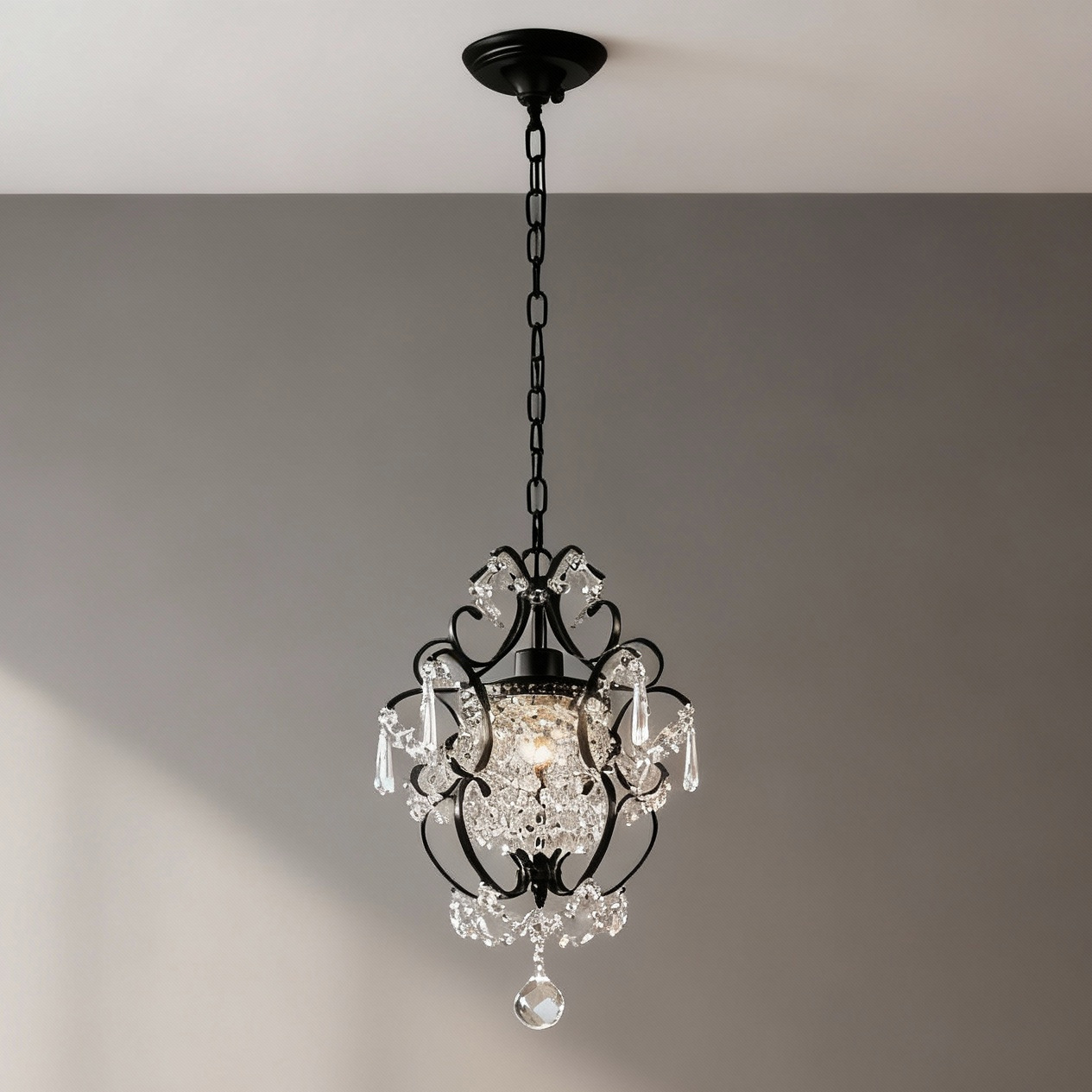 美式玄关水晶复古吊灯个性创意过道入户走廊门厅衣帽间小餐厅吊灯