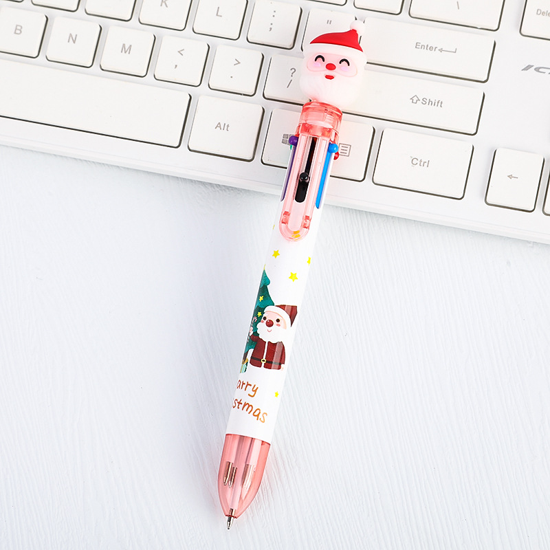 Regalo de Navidad de diez colores de dibujos animados bolígrafo árbol de Navidad alce muñeco de nieve de plástico de 6 colores Prensa Diario pluma en stock