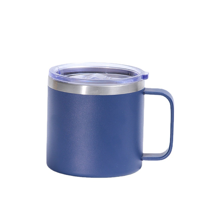 Nueva taza creativa de acero inoxidable de 12oz taza de café de doble capa con mango de oficina de negocios del hogar taza de vacío