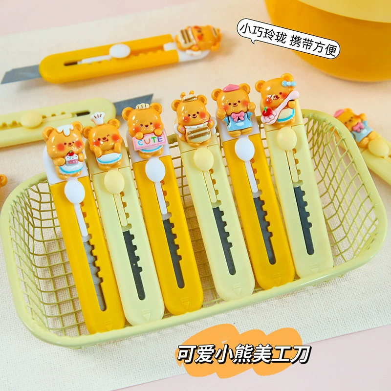 Универсальный нож мультфильм милый медведь бумажный нож для студентов офисный ручной нож портативный распаковщик экспресс-нож