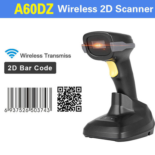 Factory A60DZ Wireless Barcode Scanner, Bluetooth 1D/2D QR Code Reader, Logistics & Delivery Self-Sensing Scanner