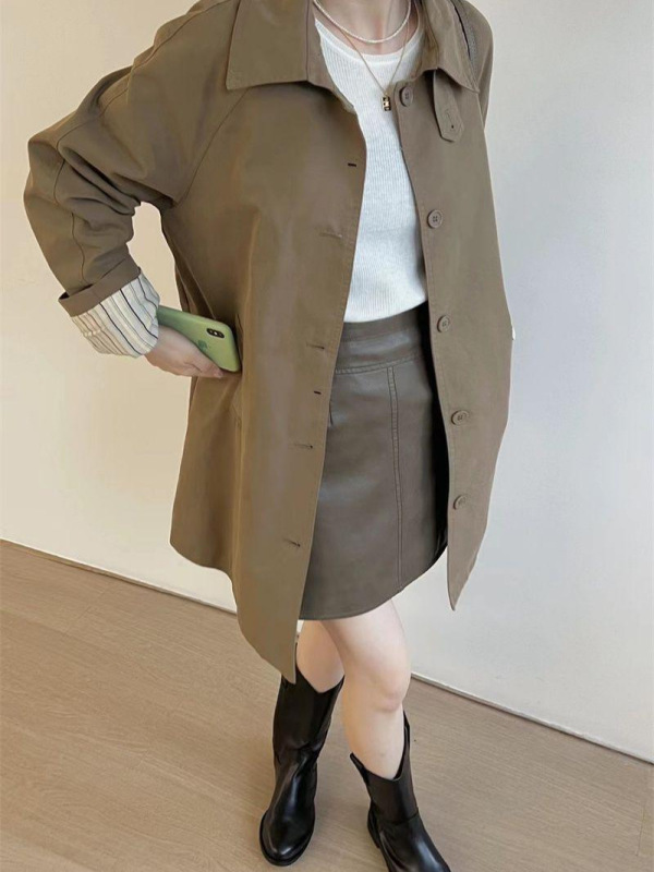 2025新款春秋季气质休闲风衣外套女中长款韩版宽松显瘦小个子大衣|undefined