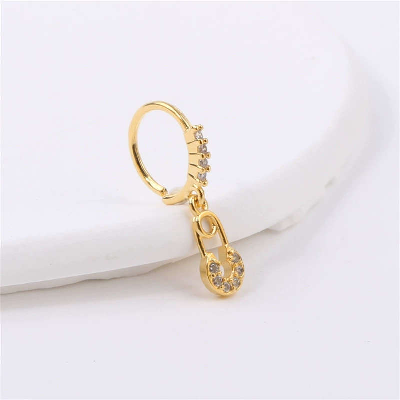 20 г европейский и американский женский кулон кольцо в носу висит пуговица Скрепка циркон кольцо в носу кулон серьги на хрящ висят