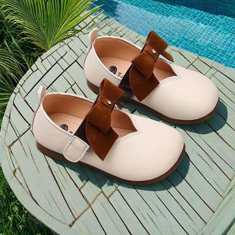 Zapatos de Cuero para Niñas de Cuero Sintético y Suela TPR Antideslizantes para Bebés y Niñas