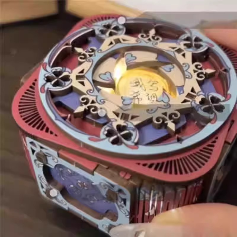 カラフルなカップルギフト DIY 木製組み立てオルゴールギフトボックス 3D 立体モデル木製機械式スイート|undefined