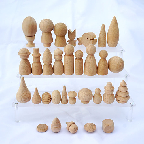 Solid wood beech shaped building blocks essential oil diffusing incense wood logs white embryos without paint can be painted handmade graffiti ornaments for decoration