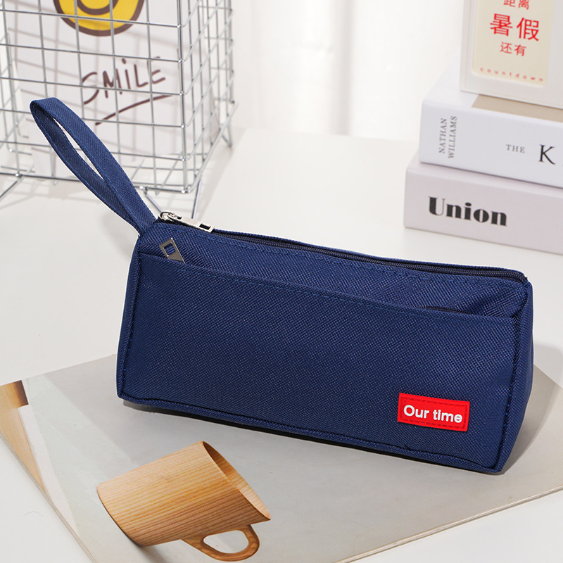 Bolsa de lápiz simple de cinta de color sólido gran capacidad antisucio caja de papelería de doble cremallera bolsas de lápiz de estudiantes de primaria y secundaria fábrica al por mayor