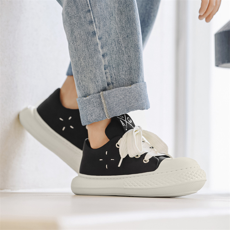 2024 neue Kippkopf-Großkopfschuhe dicke Sohle erhöhen alle Freizeitschuhe Mode Rundkopf-Sportschuhe_voghion.com