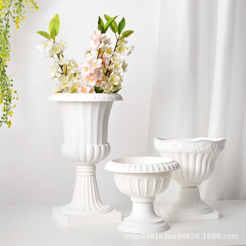 プラスチック植木鉢ヨーロッパローマ柱背の高い結婚式の装飾ポット大型屋外ガーデンバルコニーポトス水耕鉢植え|undefined