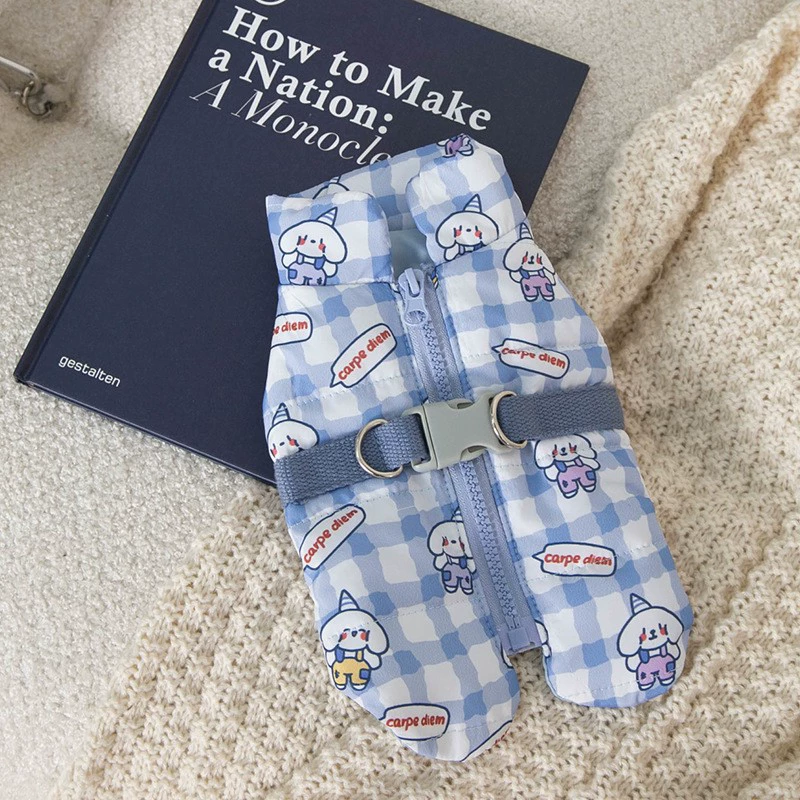 Весенне-осенняя утолщенная теплая одежда для собак маленького и среднего размера, уличный тяговый жилет, хлопковая одежда для кошек, куртка для домашних животных