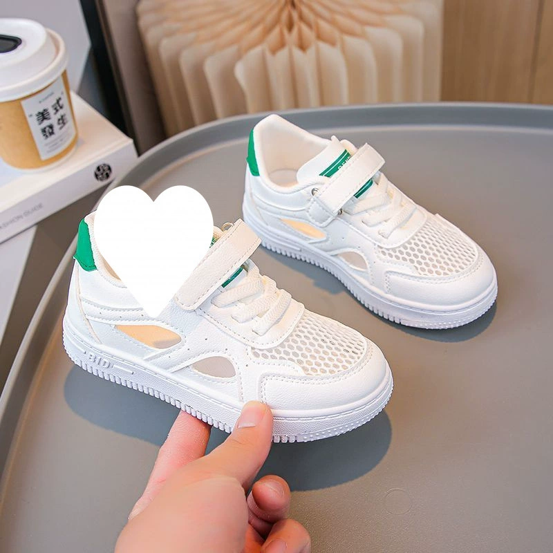 Детские сетчатые сандалии Baotou 2025, новые летние дышащие кроссовки для мальчиков с вырезами, белые кроссовки для больших детей, спортивная обувь из сетки