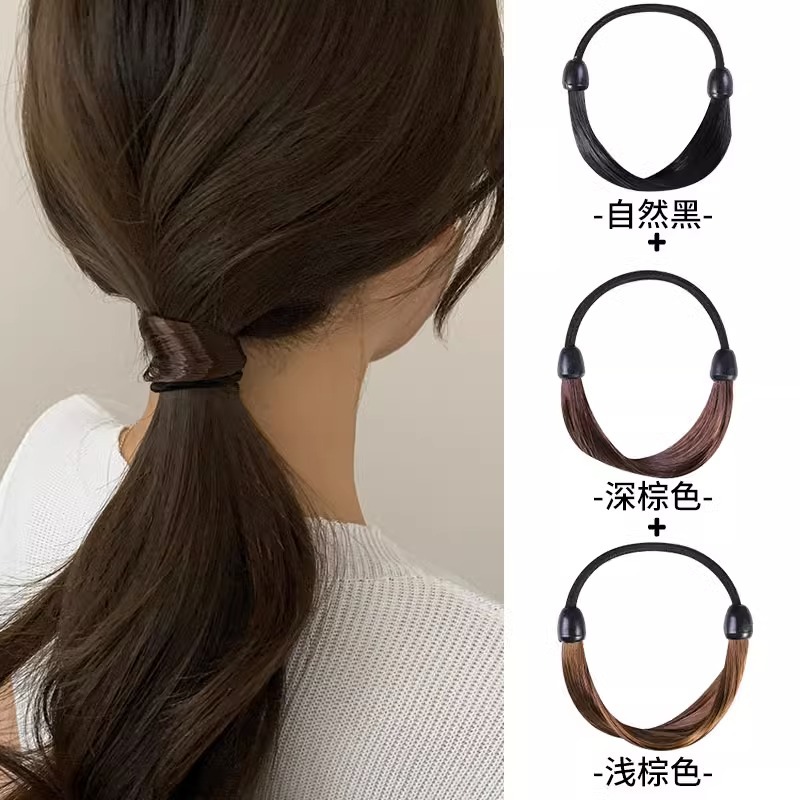 Peluca, lazo para el cabello, cola de caballo, cuerda para el cabello de simulación, cuerda para la cabeza, 2025 nueva funda de cuero para mujer con banda de goma de alta gama