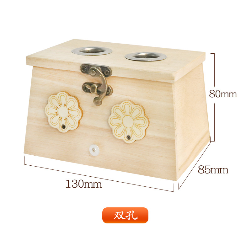 Wooden Moxibustion Box 6 Hole Oak Portable Moxa Burner with Acupoint Chart for Home Full Body Use in use
