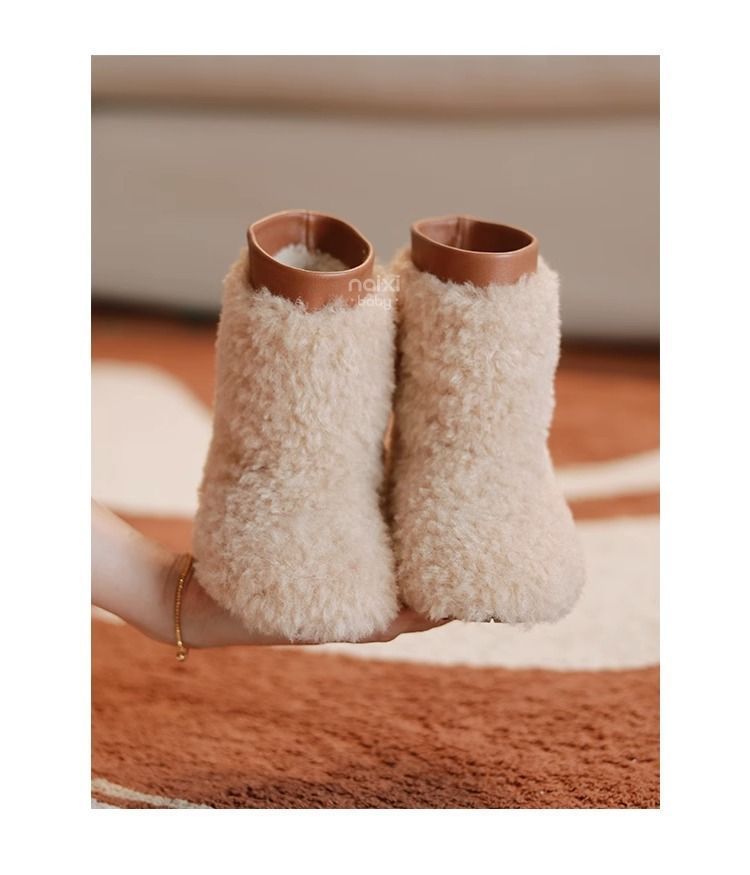 Kids' shoes Cute Furry Boots Winter Furry Snow Boots Plus Velvet Short Boots Versatile Mid Tube Warm Boots_voghion.com
