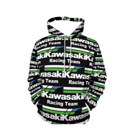 Kawasaki Summer 3D Quick-Drying Breathable Mesh Hooded Sweatshirt Long-Sleeved Motorcycle Racing Sportswear Men's and Women's Sweatshirt