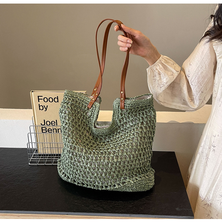 Bolsa de algodón de hombro casual de gran capacidad, nueva bolsa de malla hueca, bolsa de playa de vacaciones en la playa, bolsa de mujer