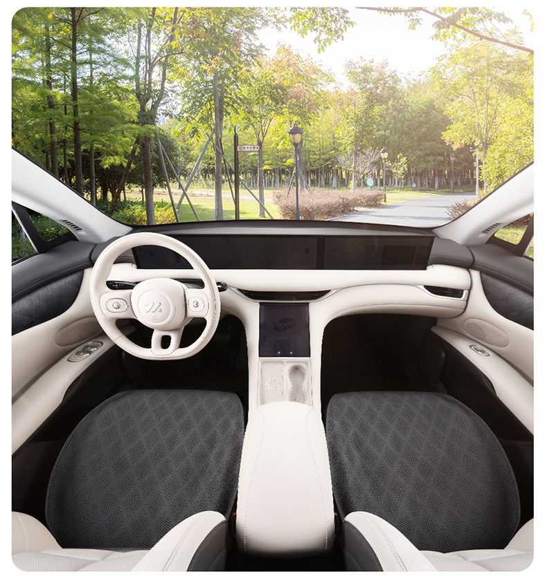 2025 New Anti-Dirty Four-Season Universal Three-Piece Seat Cushion Without Backrest Nappa Leather Perforated Breathable Car Seat Cushion