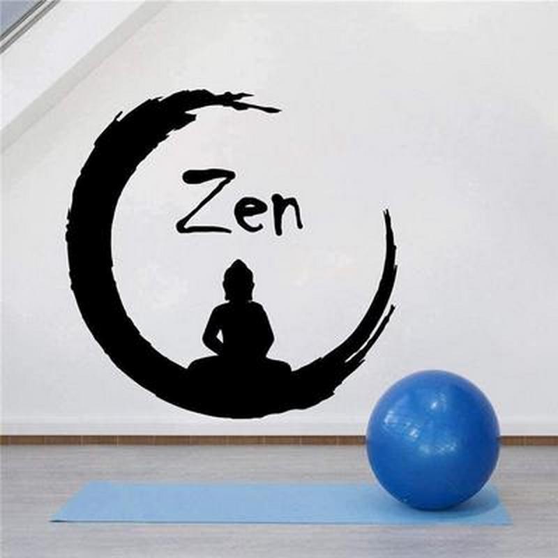 Zen 瑜伽冥想佛祖打坐禅意图案 创意精雕墙贴艺术家居贴纸