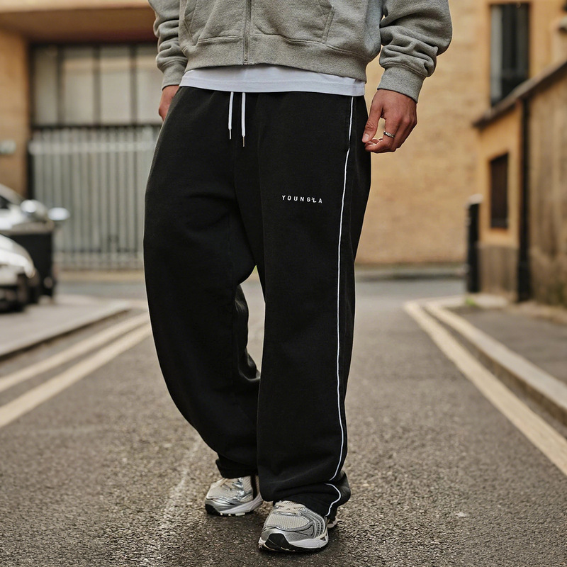 American Trendy Brand Youngla Sports Pants Fitness Jogger Casual Cotton Training Embroidered Wide-Leg Pants Cross-Border