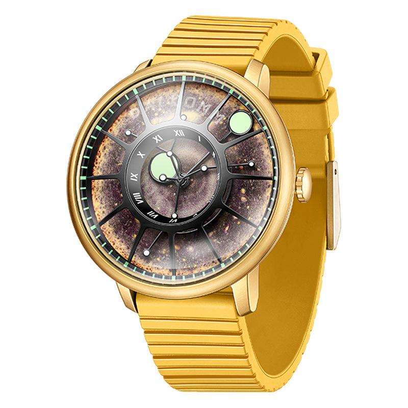Đồng hồ nam automatic cơ khí chống nước G7008 — Dây đeo cà phê đen, Vỏ đen Mặt đỏ Đai đen, Vàng Shell đỏ mặt dải, Blue Shell Blue mặt dải màu xanh