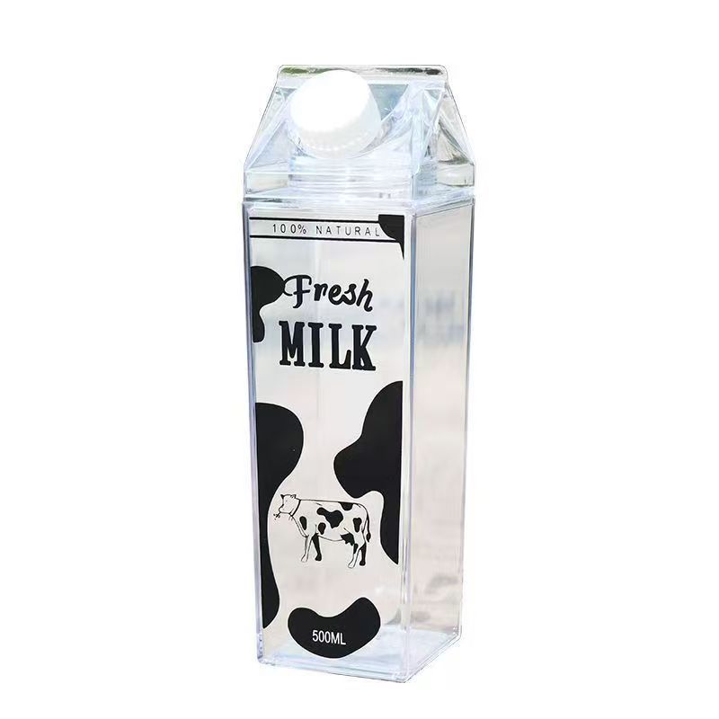 跨境热销网红方形牛奶盒塑料杯 广告杯日式牛奶盒子500ml1000m