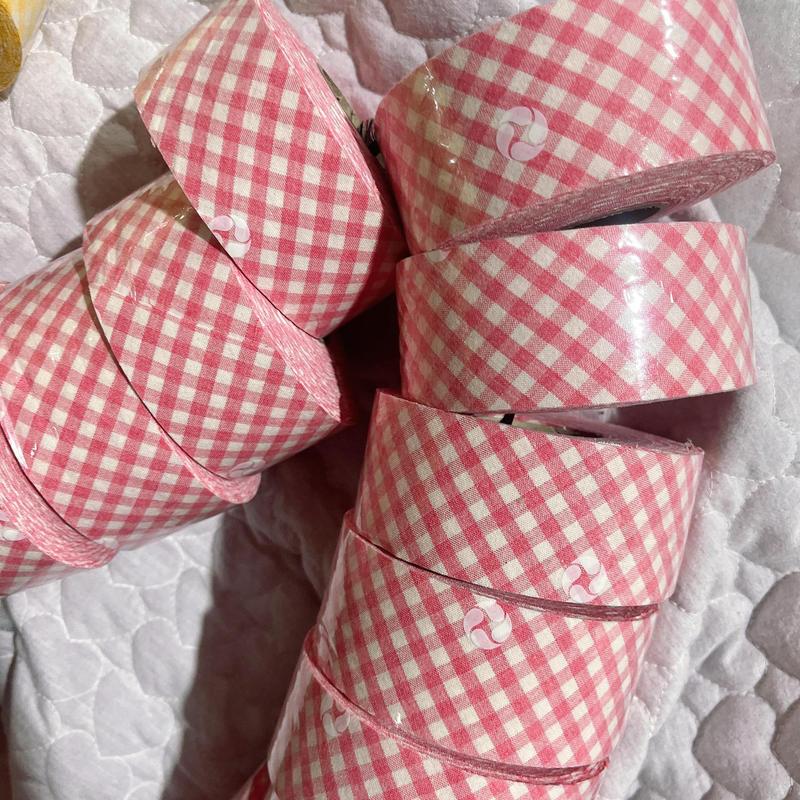 韓国輸入生地カラフルなチェック柄ウォッシュコットン斜め裾パイピングストリップバッグ衣類 DIY 布アクセサリー|undefined