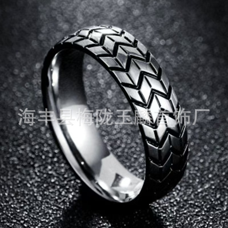Wish Cross-border E-commerce New Source Plated 3D Engraved Tire Ring for Men and Women, Couples Jewelry