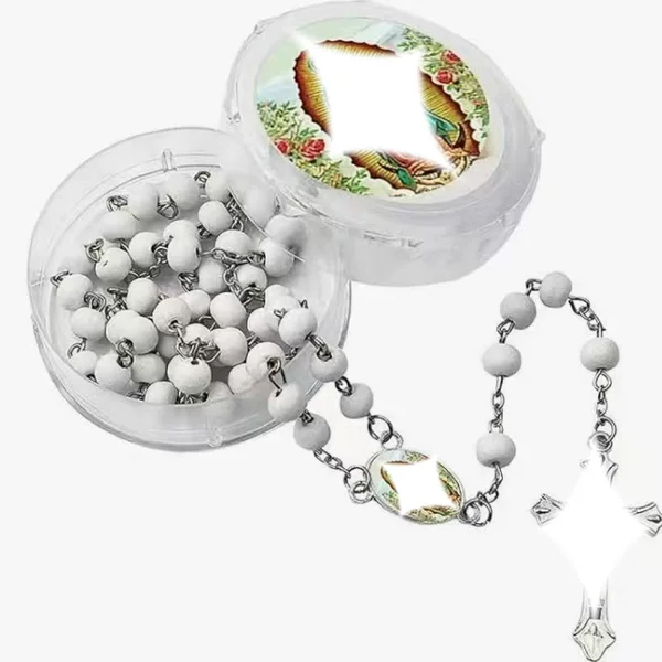 Cross-Border Hot-Selling New Product 6mm Scented Wooden Bead Necklace Popular Virgin Mary Cross Necklace Handmade with Box Prayer Beads Wholesale