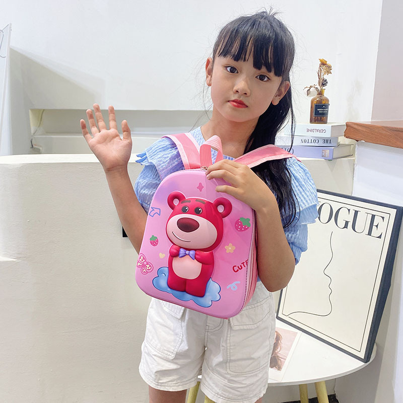新款草莓熊兒童書包幼兒園硬殼背包3-6歲寶寶可愛小熊卡通雙肩包5