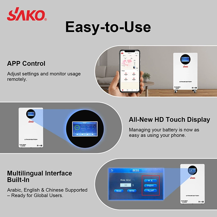 [SAKO lifepo4 battery 51.2v太阳能家用壁挂式储能磷酸铁锂电池]