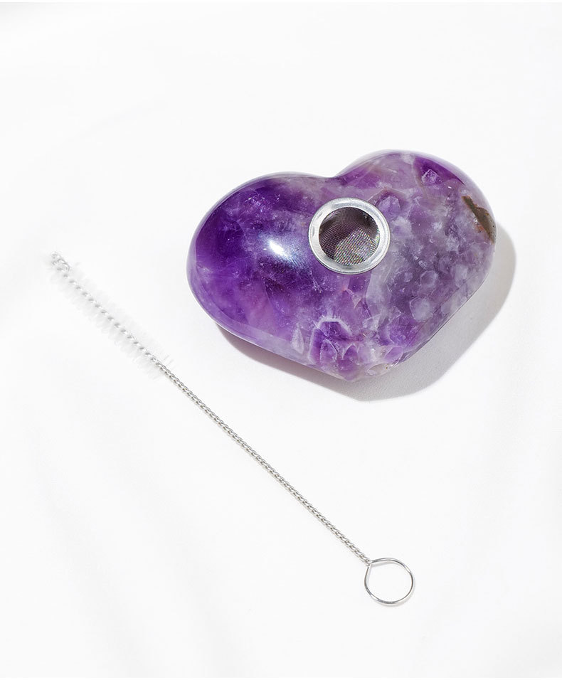 Creative Natural Amethyst Love Pipe Dream Heart-shaped Smoking Tools display picture 2
