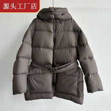 秋冬新款 xiao冠级别！90白鹅绒 通勤轻巧保暖连帽系腰带羽绒服