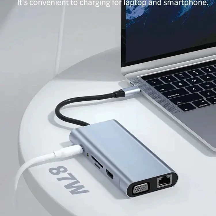 Док-станция Type-C для 100 М Wi-Fi, 11-в-1, для мобильного телефона и ноутбука, USB-интерфейс-расширитель