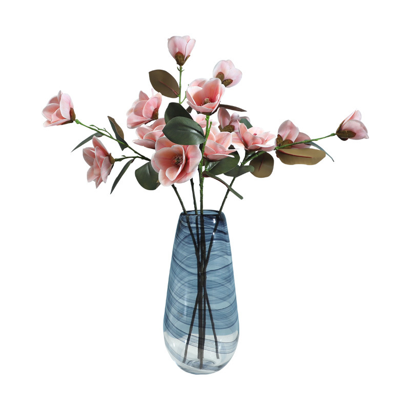 Languifang de gama alta de impresión 3D perfume Magnolia flor artificial hogar sala de estar Decoración Luz estilo de lujo decoración flor falsa al por mayor