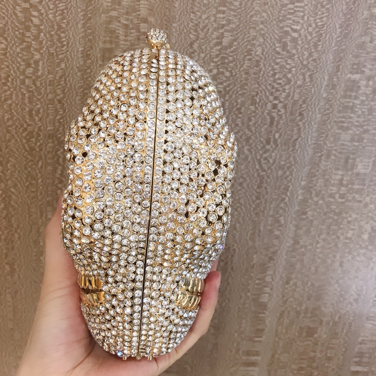 Bolsa de cena de diamantes de Halloween calavera de metal de diamantes de damas embrague de piedra plata