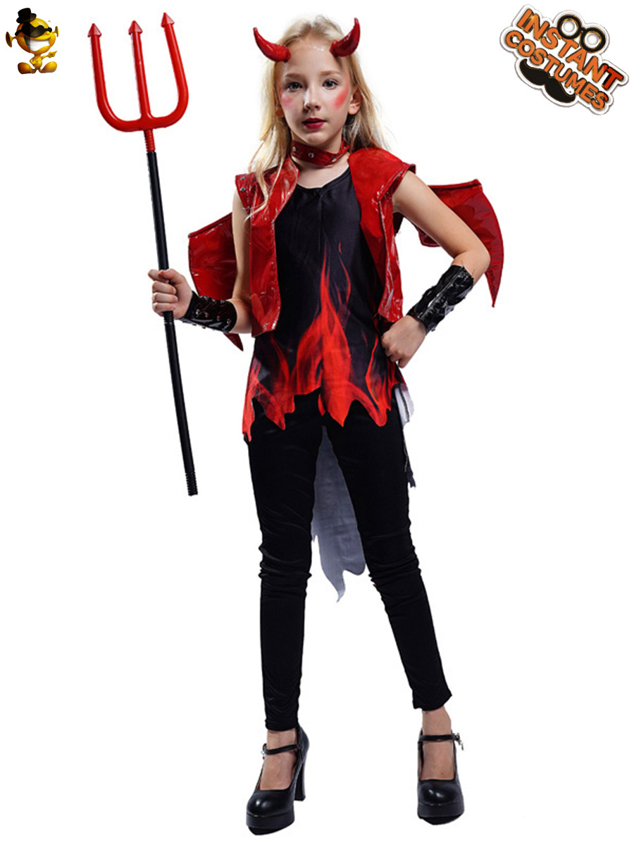 La muerte de las mujeres de Halloween traje del partido del diablo rojo traje del funcionamiento de la etapa del juego del papel de las muchachas del diablo rojo