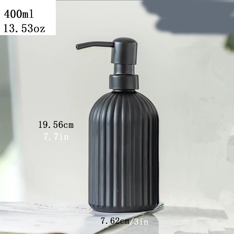 Dispensador de jabón líquido de vidrio negro mate, frasco recargable para baño o cocina