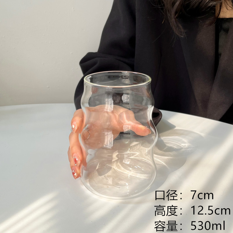 Gordas ondas nubes café tazas de vidrio de alto boro ins niñas domésticas de alto valor facial beber tazas de té de leche de agua fría