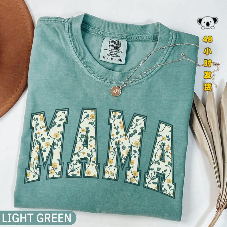 U 88073 Floral Letter Print T-shirt Floral letter print T-shirt