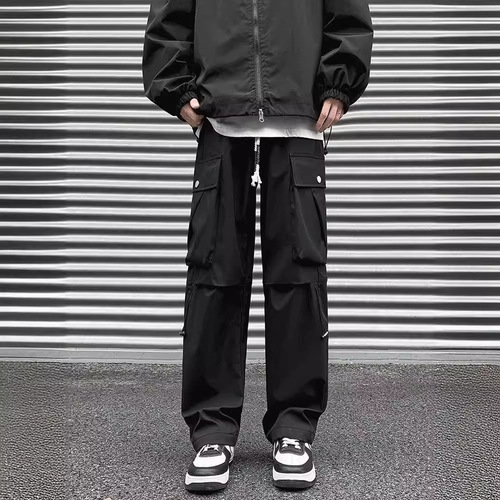 Men's Spring/Fall Trendy Streetwear Cargo Pants: Outdoor Functional Trousers with Straight Fit, Plus Sizes, Perfect for Casual Wear