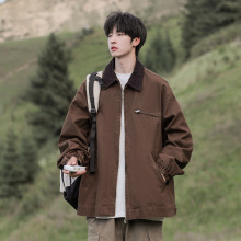 杰克传洋男装重磅水洗牛仔夹克男潮牌宽松咔哈特上衣飞行员外套女