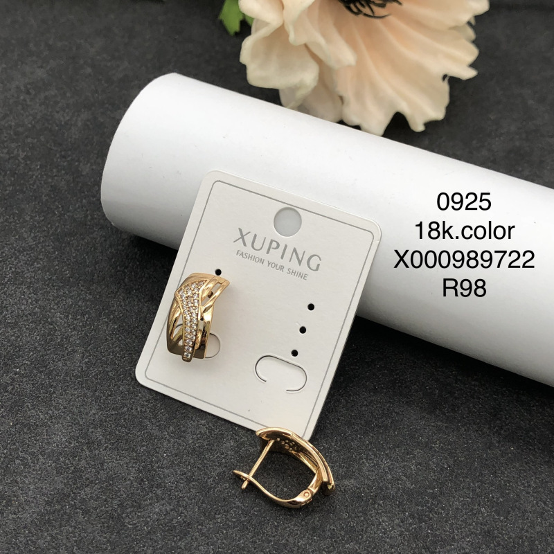 Pendientes de Aro con Zirconia de Aleación de Cobre Bañado en Oro de 18K