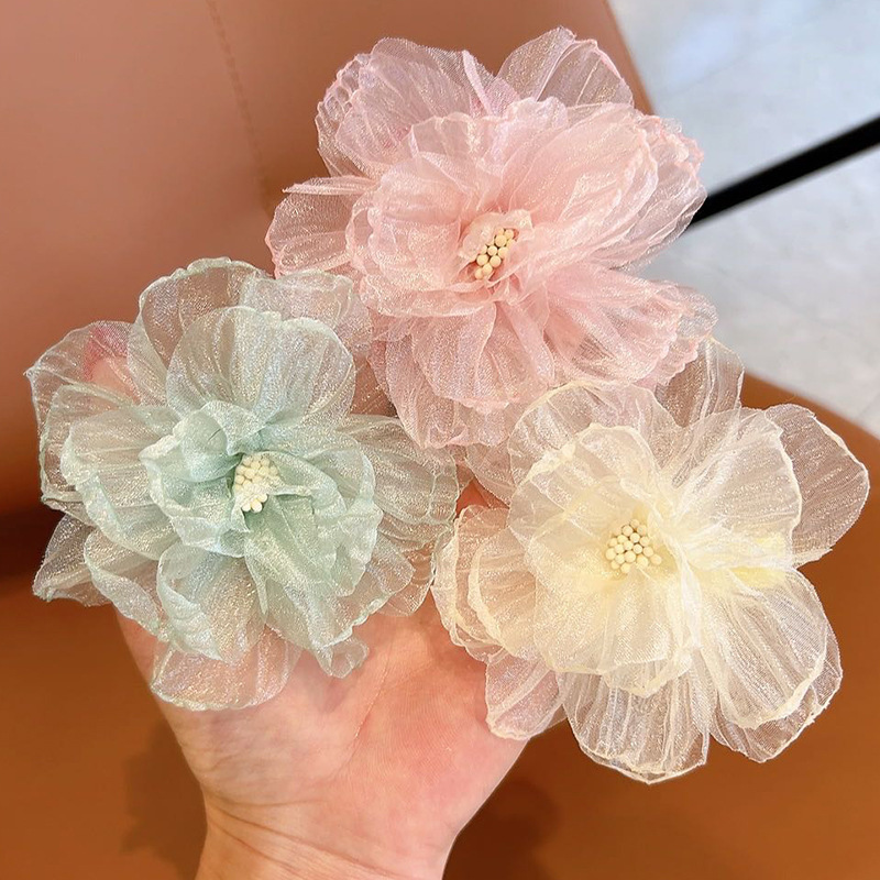 春色の花のヘアピンメッシュヘアピンプリンセスサイドカモノハシクリップネットレッドシンプルなヘアピン女の子の頭飾りヘアアクセサリー|undefined