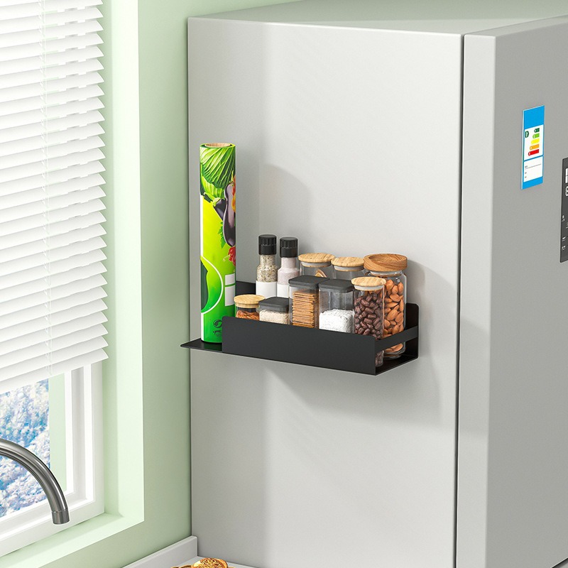 Estante de cocina Refrigerador de absorción magnética Colgante lateral Colgante de pared Estante de condimento de cocina Estante de toallas sin perforación Estante de película de preservación