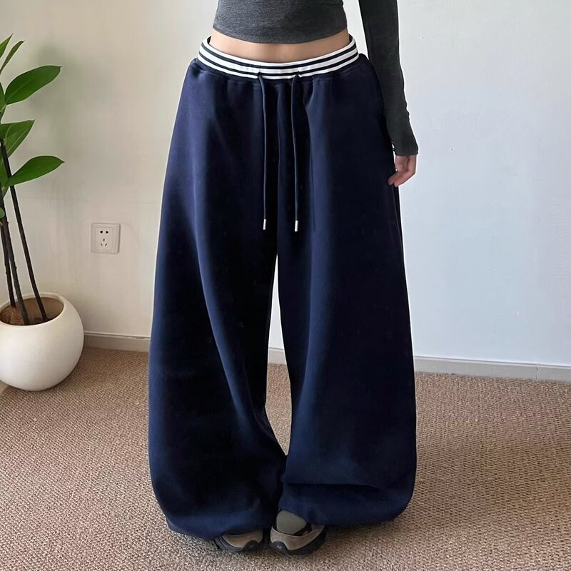 Spring and Autumn Loose Wide-Leg Jazz Dance American High Street Style 2026 New Casual Pants with Letter Print and Patchwork Design Long Pants
